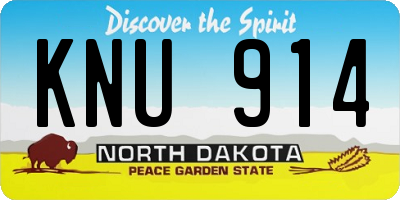ND license plate KNU914