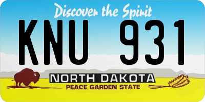 ND license plate KNU931