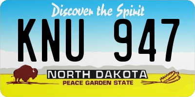 ND license plate KNU947
