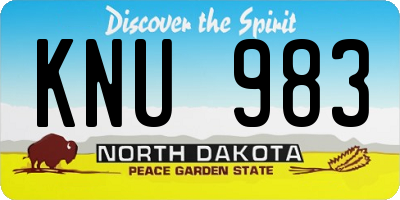 ND license plate KNU983
