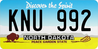 ND license plate KNU992