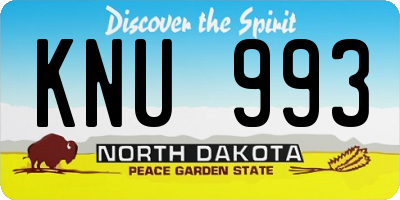 ND license plate KNU993