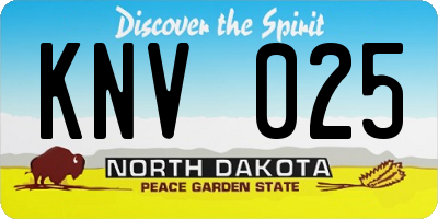 ND license plate KNV025