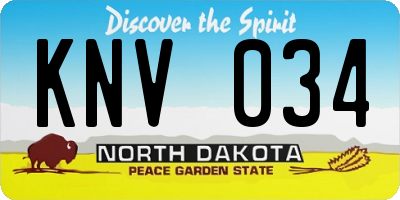 ND license plate KNV034