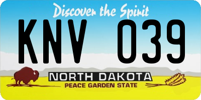 ND license plate KNV039