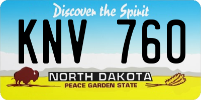 ND license plate KNV760