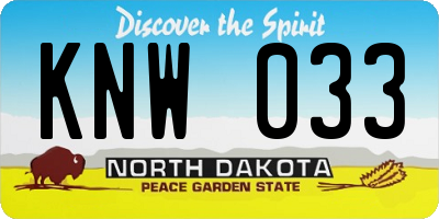 ND license plate KNW033