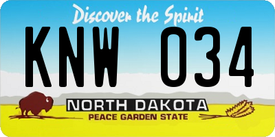 ND license plate KNW034