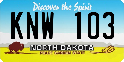 ND license plate KNW103