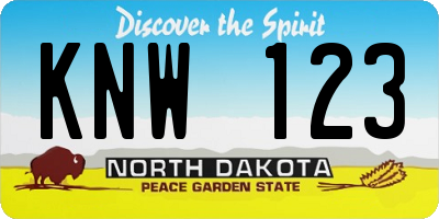 ND license plate KNW123