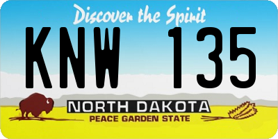 ND license plate KNW135