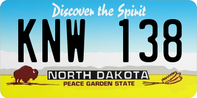 ND license plate KNW138