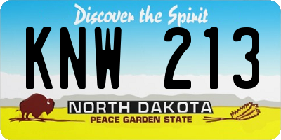ND license plate KNW213