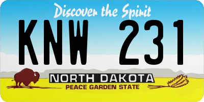 ND license plate KNW231