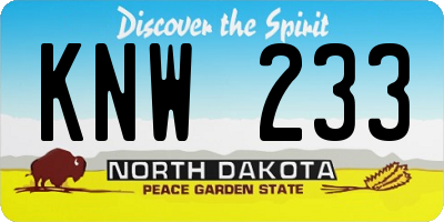 ND license plate KNW233
