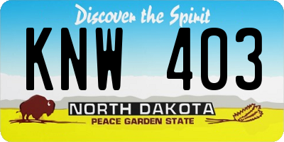 ND license plate KNW403