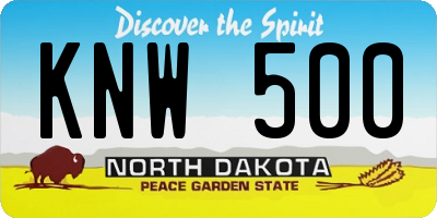 ND license plate KNW500