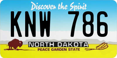 ND license plate KNW786