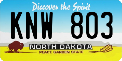 ND license plate KNW803