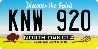 ND license plate KNW920