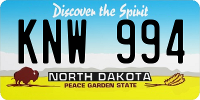 ND license plate KNW994
