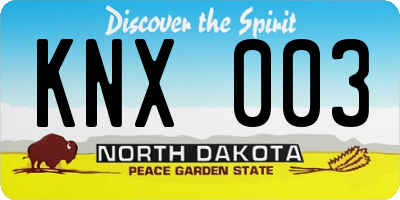 ND license plate KNX003