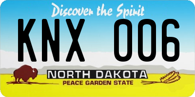 ND license plate KNX006
