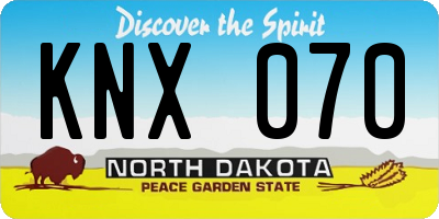ND license plate KNX070