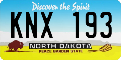ND license plate KNX193