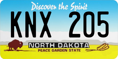 ND license plate KNX205