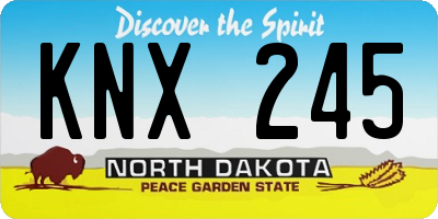 ND license plate KNX245