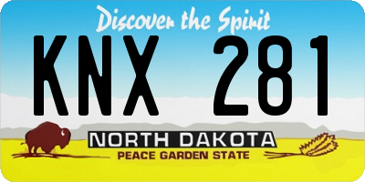 ND license plate KNX281