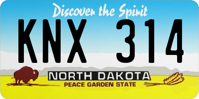 ND license plate KNX314