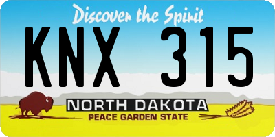 ND license plate KNX315