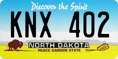 ND license plate KNX402