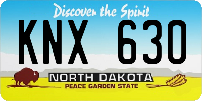 ND license plate KNX630