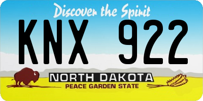 ND license plate KNX922