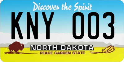 ND license plate KNY003