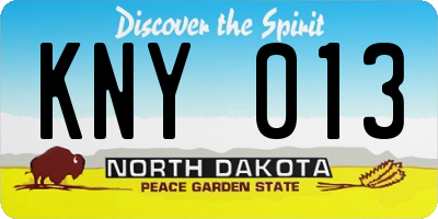ND license plate KNY013