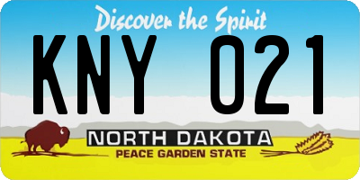 ND license plate KNY021