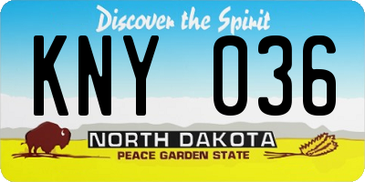 ND license plate KNY036