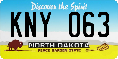 ND license plate KNY063