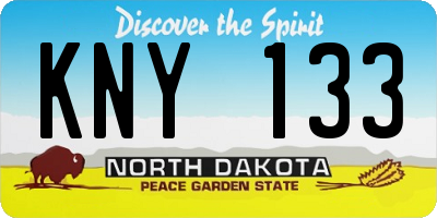 ND license plate KNY133