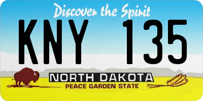 ND license plate KNY135