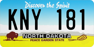ND license plate KNY181