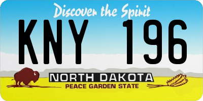 ND license plate KNY196