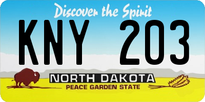 ND license plate KNY203
