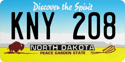 ND license plate KNY208
