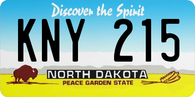 ND license plate KNY215