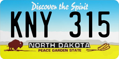 ND license plate KNY315